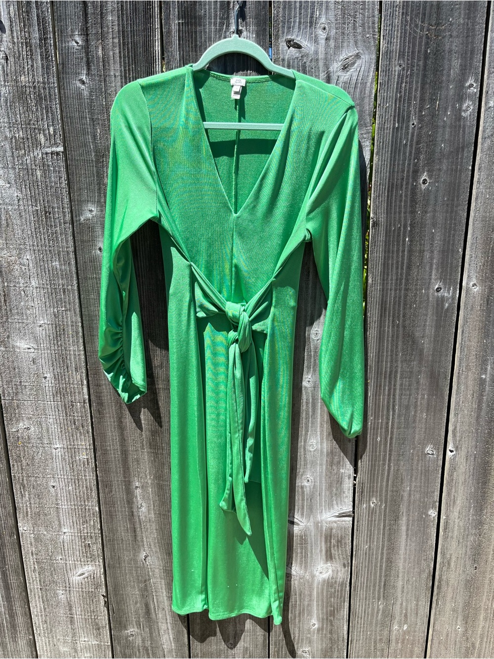 River Island Emerald Green V-Neck Tie-Front Dress